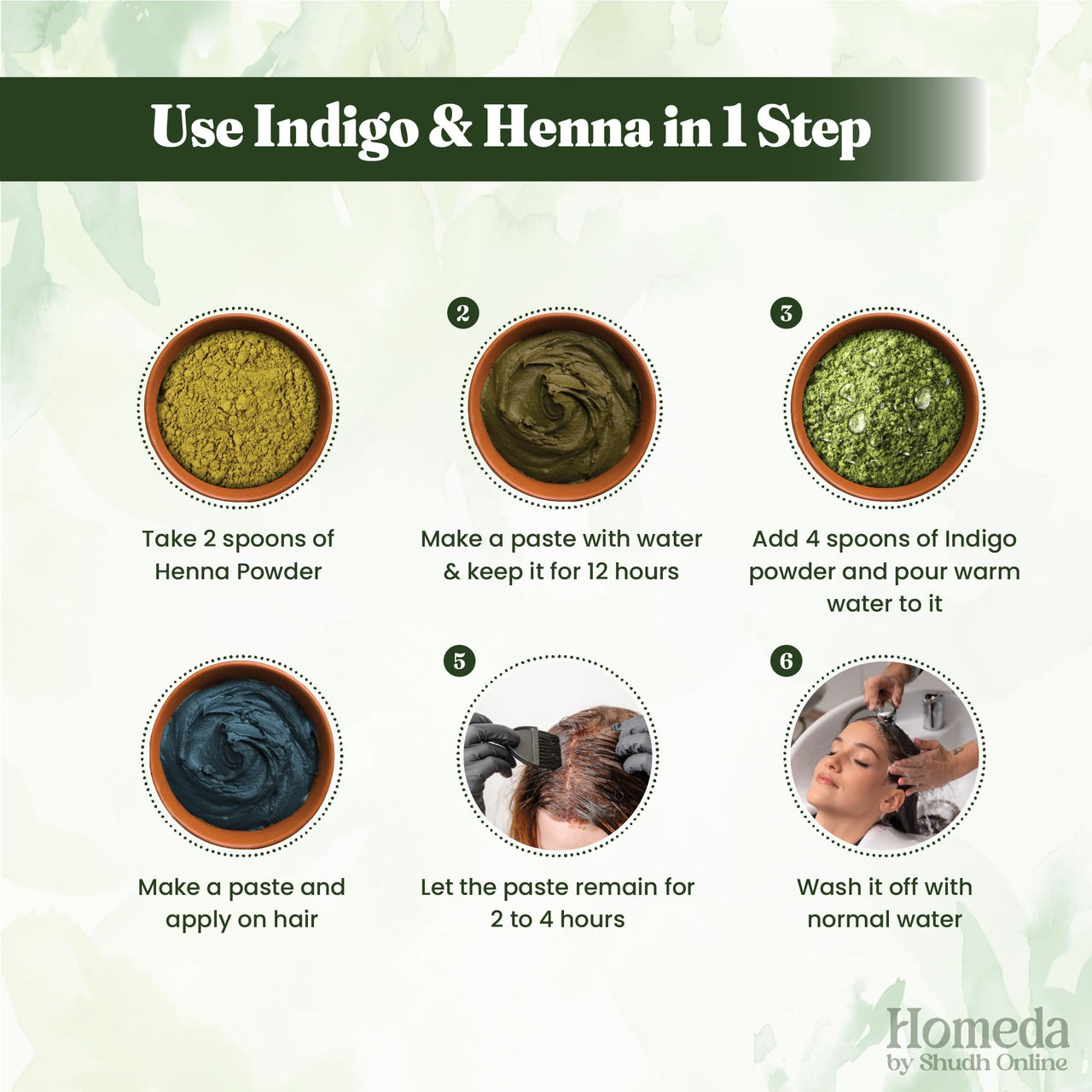 Shudh Online Indigo and Henna Powder Organic for Hair Colour (200 Grams each - 400 grams), Avuri and Mehandi, Neela Amari, Natural Mehndi, Neel Patti, Neelayamari, Neli Aku, cassia obovata