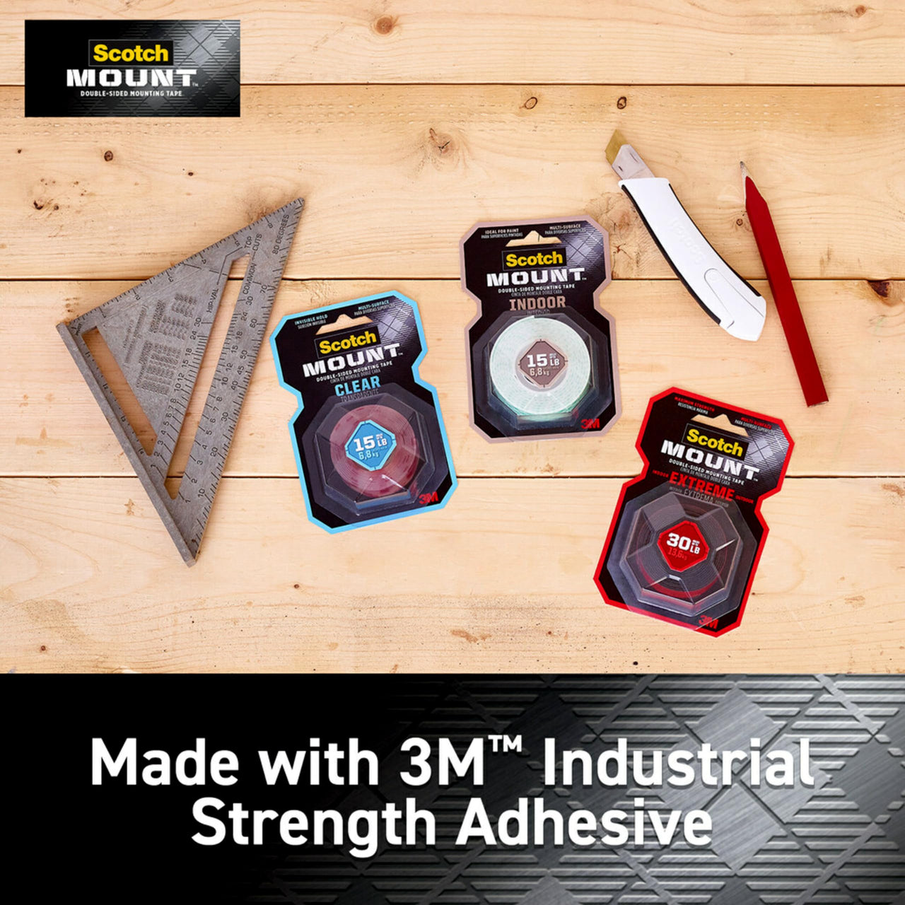 Scotch Double Sided Tape, Clear Mounting Tape, 1 Roll Adhesive Tape, 1 in x 450 in (37.5 ft), Holds Up To 15 Lbs., Features 3M Industrial Strength Adhesive (410-LongDC)