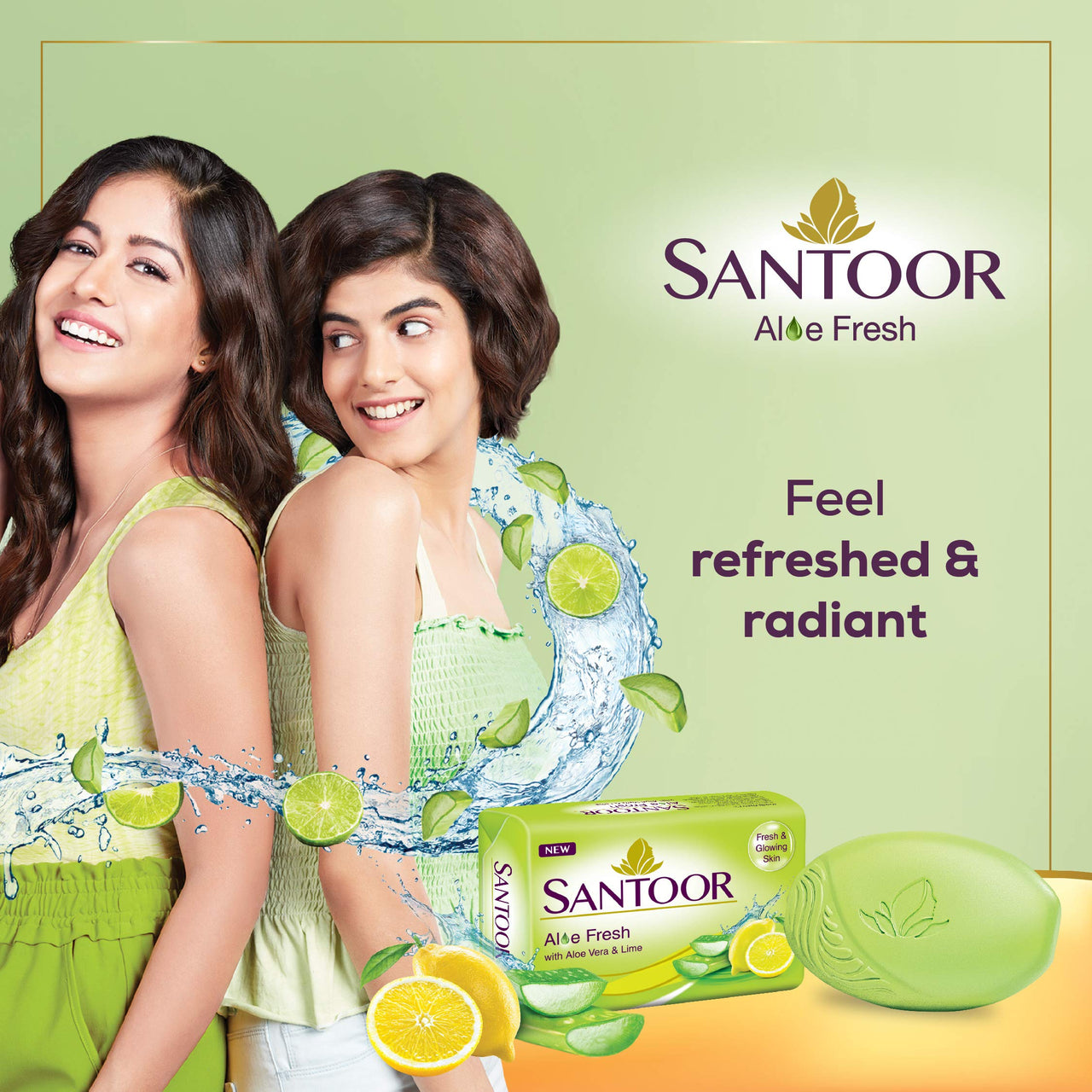 Santoor Aloe Fresh Soap with Aloe Vera and Lime, 125g (Buy 4 Get 1 Free) & Santoor Gold Soap 125g (Pack of 6)