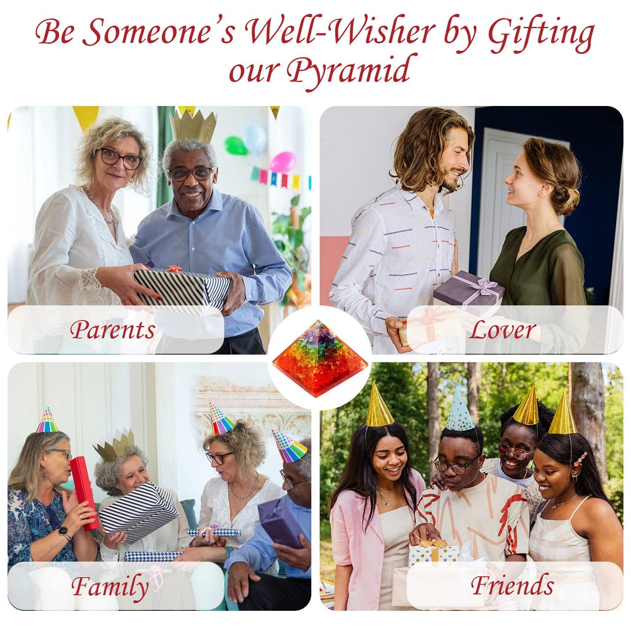 Orgone Pyramid | 7 Chakra Orgonite Pyramid for Meditation & Anti-Stress | Seven Chakra Pyramid Large, Healing Crystal Gemstone Pyramid | Orgone Pyramid Crystal - Handmade In India 7 chara pyramid