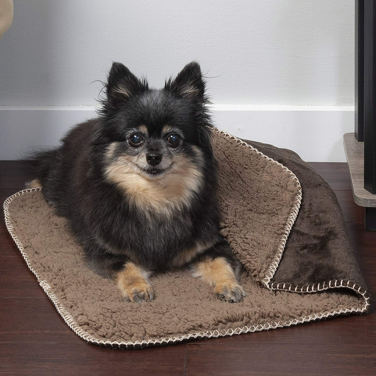 Furhaven Waterproof & Self-Warming Throw Blanket for Dogs & Indoor Cats, Washable & Reflects Body Heat - Terry & Sherpa Dog Blanket - Espresso, Small Blanket - Terry & Sherpa (Espresso) 30.0"L x 20.0"W x 0.5"Th Self-Warming & Waterproof