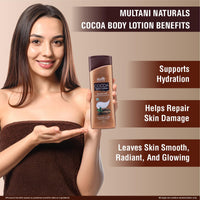 Multani Naturals Cocoa Body Lotion | Long Lasting Nourishment |Hydrating & Refreshing Skin| With Aloevera Juice & Cocoa Butter | Suitable for Normal to Dry Skin | Non Sticky & Non Greasy Lightweight Body Lotion - 100 ML (Pack of 2)