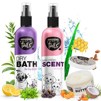 Wagging Tails 3 in 1 Grooming Kit Combo for Pets Dog Dry Bath 200ml +Paw Butter 50gm+ Baby Fresh Scent 200ml