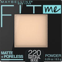 Maybelline New York Fit Me Matte Poreless Powder For All Skin Types, 220 Natural Beige, 8.5G & New York Fit Me Matte Poreless Powder For All Skin Types, 230 Natural Buff, 8.5G