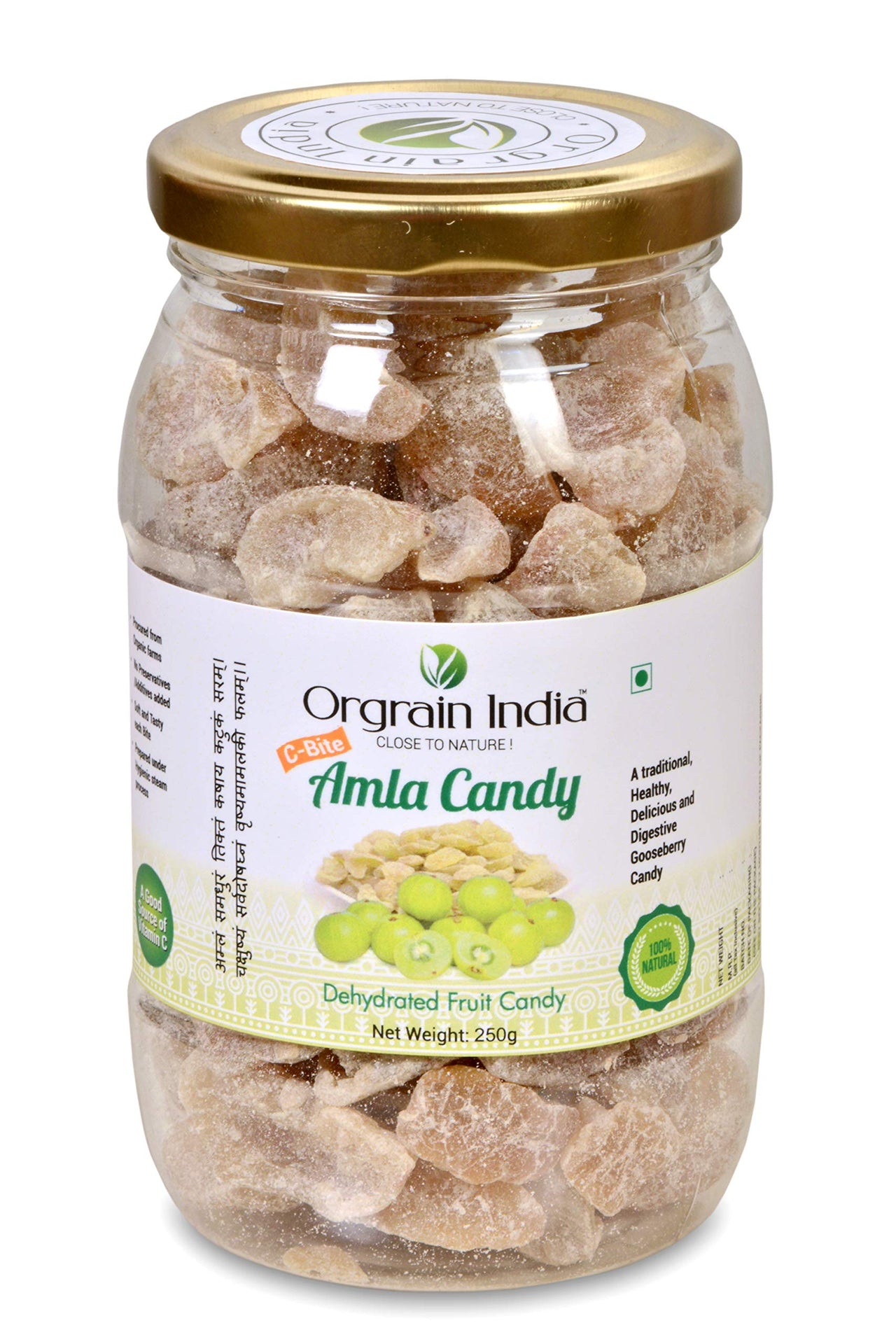 Orgrain India Natural Amla Candy 250g | Rich Source of Vitamin C, Potassium, Calcium and Iron