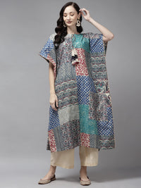 INDO ERA Women A-Line Polyester Kurta/Kurti S Navy Blue