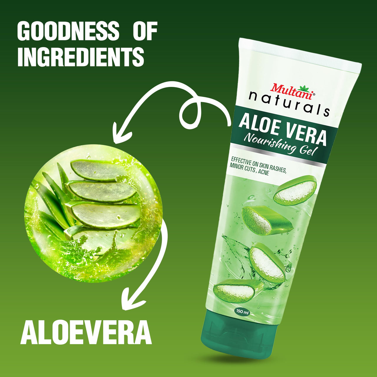 Multani Naturals Aloe Vera Nourising Gel (150ml) For Face & Hair | Hydrating, Moisturizing, Soothing Skin | Multipurpose Gel | Paraben Free