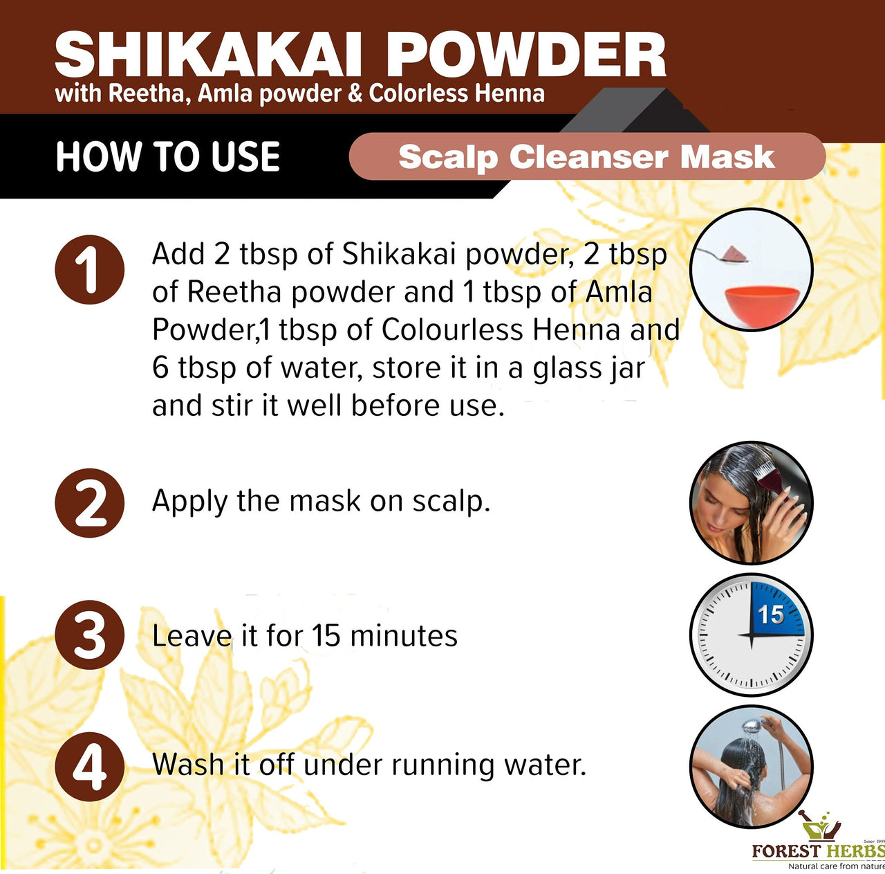 THE FOREST HERBS Natural care from nature 100% Pure Shikakai Powder, Acacia Concinna Excellent Hair Conditioner Powder For Hair 200g, All, (1 count)