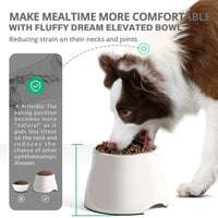 Fluffydream Elevated Dog Bowls,[Prevention of Vertebrae Disease][Super Non-Slip] Dog Bowl with Stainless Steel Bowl,High Capacity Dog Food Bowls,Colorful Raised Dog Bowls for Medium/Small Size Dogs M (540ML / 2 Cups) SnowWhite