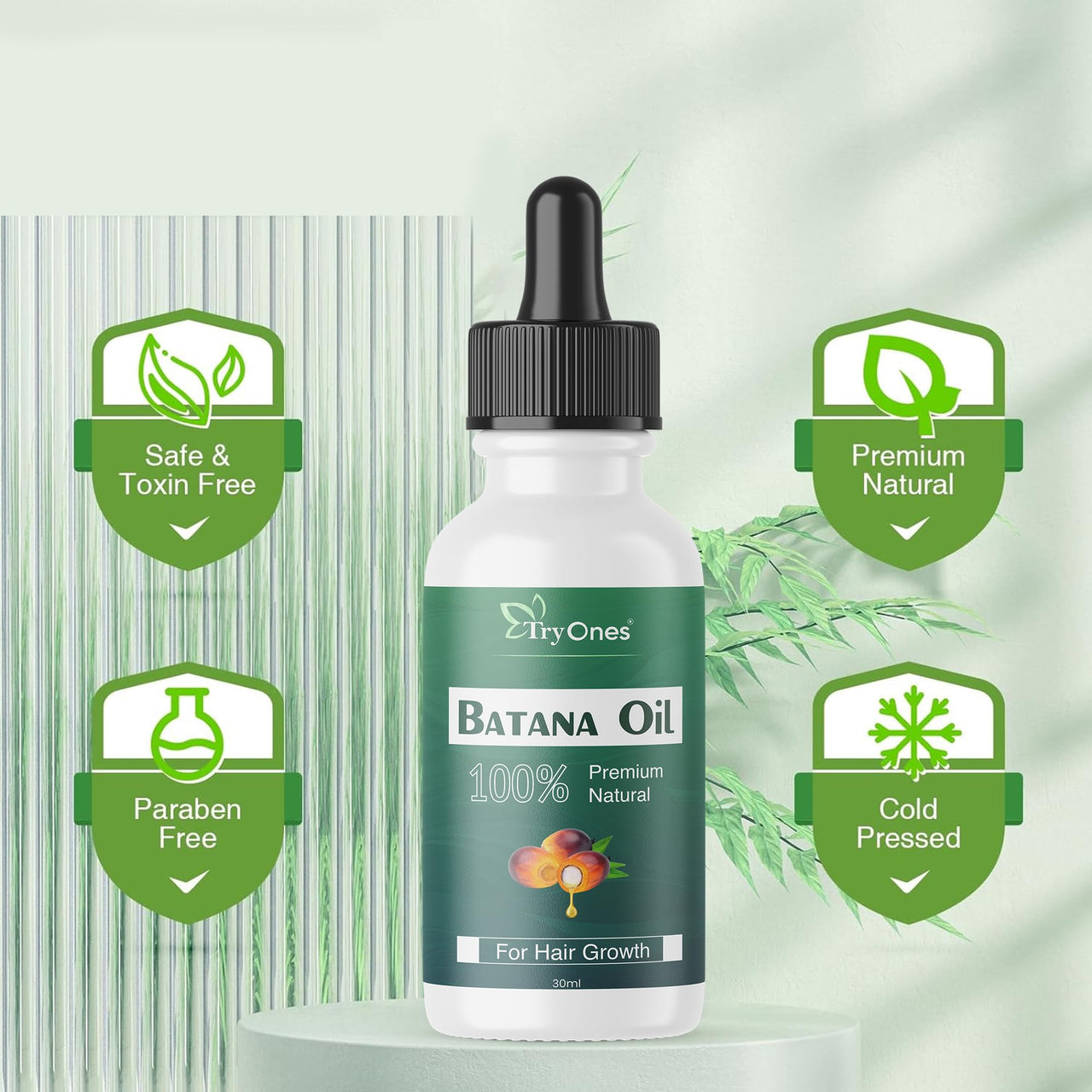 TryOnes Professional Hair Serum for Frizzy Hair||Serum for Women & Men||All Hair Types for Frizz-free, Smooth & Glossy Hair||Batana Hair Oil Serum_30ML