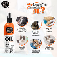Wagging Tails Soothing Massage Pets Oil- 200ml for Dogs, Cats and Pet with Vitamin E | Natural Oil use to Controls Hair Fall & Improves Coat Shine and Softness
