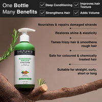 Soulflower Rosemary Argan Hair Conditioner|Hair Growth,Hair Fall Control,Strong,Shiny&Long Hair|Hydration&Nourishment Men&Women|Aloe Vera,Lavender,Rosemary Oil,Olive Oil|200Millilitre