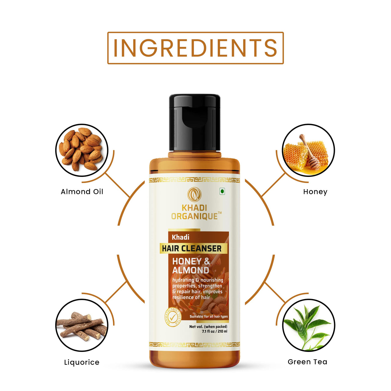 Khadi Organique Honey & Almond Hair Shampoo Cleanser Pack Of 2