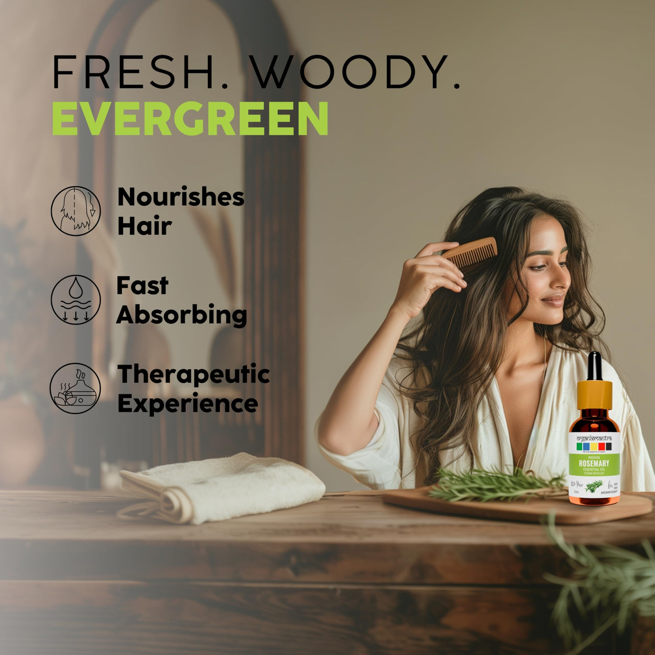 Organix Mantra Rosemary Essential Oil for Hair, Skin & DIY - 100% Natural Rosemary Oil - 15ML