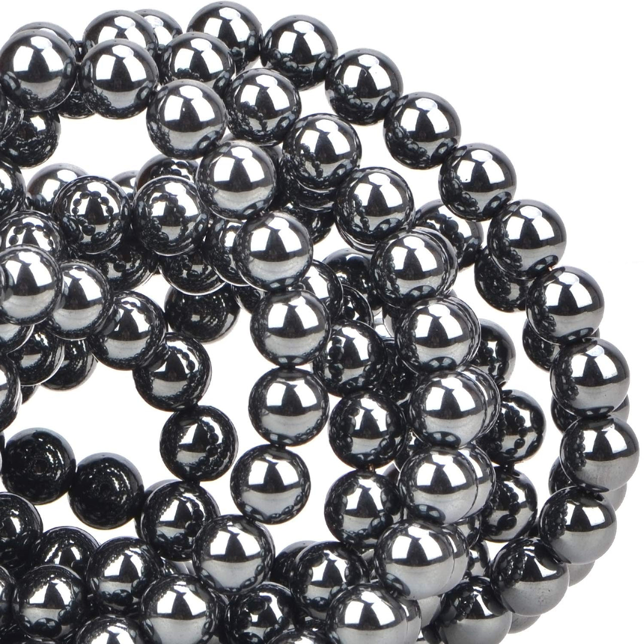 100Pcs Natural Crystal Beads Stone Gemstone Round Loose Energy Healing Beads with Free Crystal Stretch Cord for Jewelry Making (Hematite, 8MM) Hematite