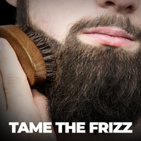 Beardo Boar Bristle Beard Brush|Fine 100% Boar Bristles for Effortless Beard Styling|Detangle and Tame frizzy unruly beard|Compact Travel friendly Ergonomic design|Wooden frame|Firm but Soft Bristles|Use with Beard Oil/Wax/Balm/Cream