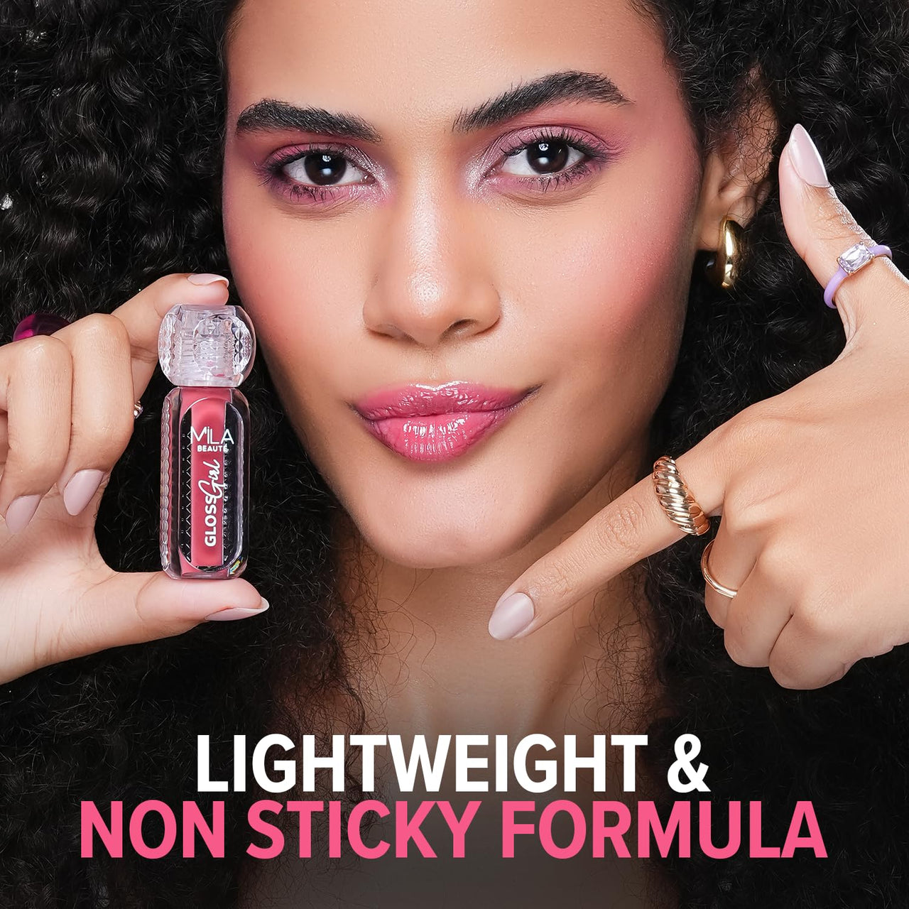 MILA BEAUTÉ Gloss Girl Lip Gloss|Enriched With Mango Seed Butter & Hyaluronic Acid |Light Weight & Non-Sticky Formula|Gives Fuller-Lip Effect & Extra Hydration | High Shine Finish-My Choice, 2.8 Ml