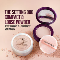 Hilary Rhoda The Setting Duo Compact & Loose Powder | 2-in-1 Compact & Loose Powder | | Matte Finish | Blends Effortlessly | Oil Control Compact | 32g (Ivory | Shade 01)