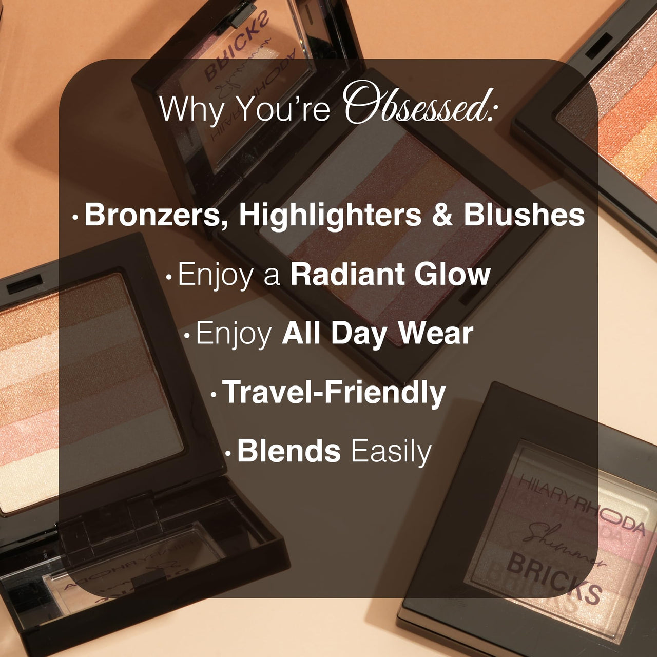 Hilary Rhoda Shimmer Bricks Highlighter Palette | Bronzers, Highlighters & Blushes | Highly Pigmented | Long Lasting & Illuminating Glow - 8.1g (Shade - 01)