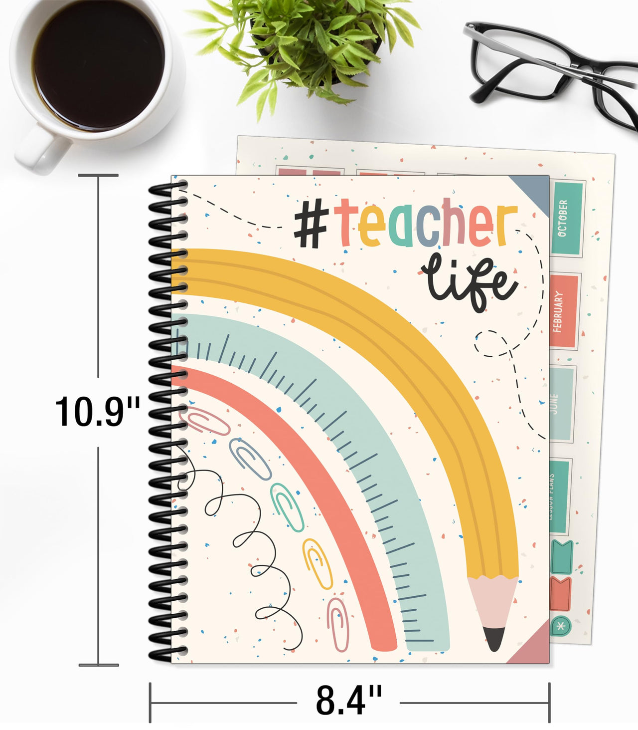Carson Dellosa We Belong Boho Teacher Planner, 8" x 11" Spiral Bound Planner With Planner Stickers, Undated Daily Planner, Weekly Planner & Monthly Planner, School Supplies for Classroom Organization