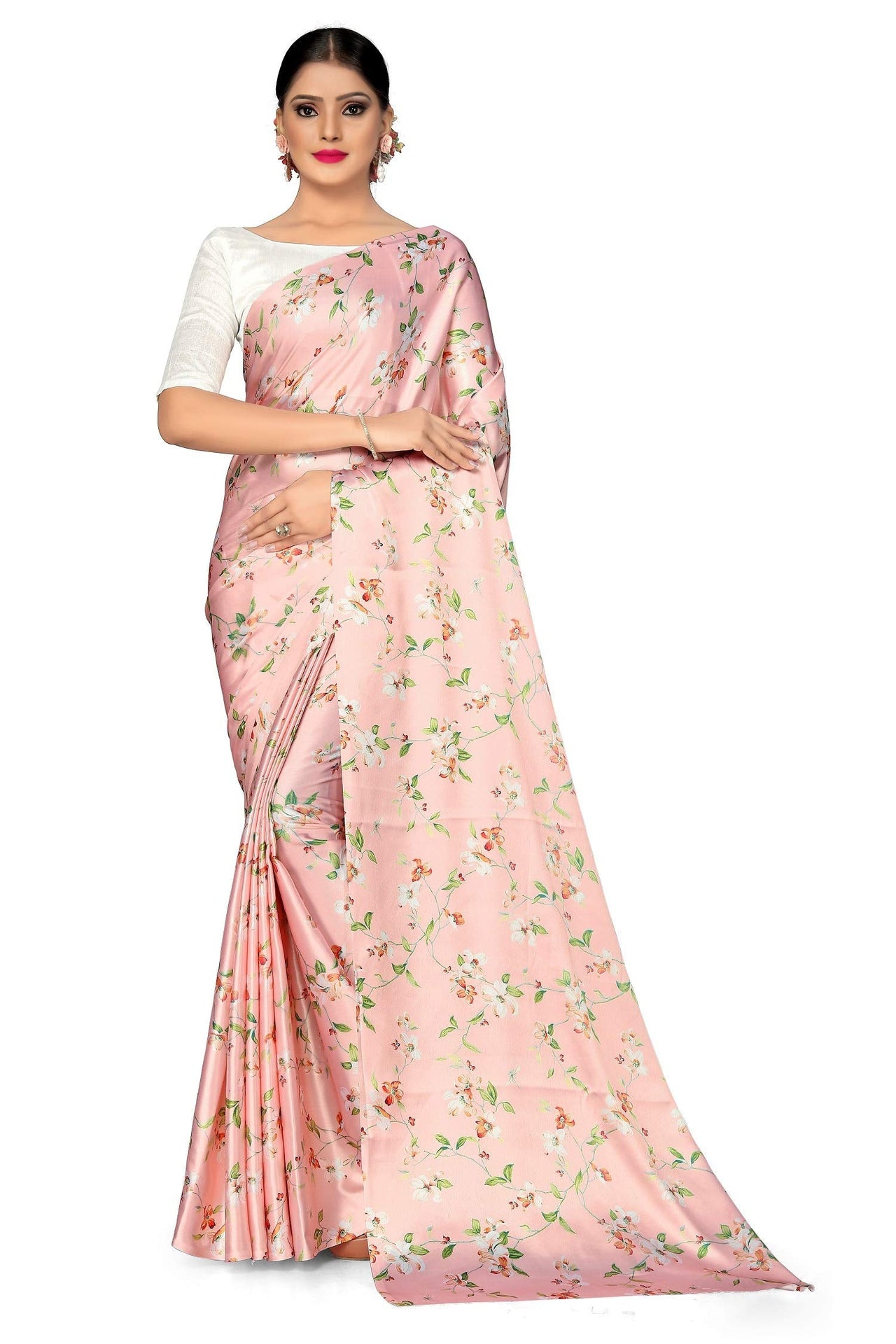 FABIAN FASHION Women's  Japan Satin Saree With Blouse Piece