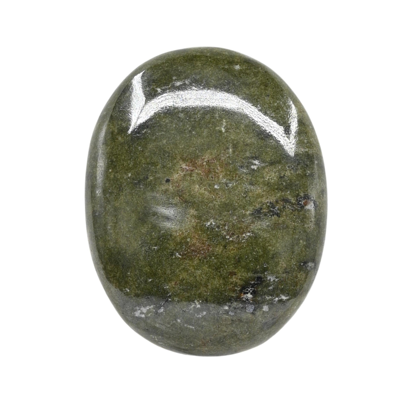 Vesuvianite Palm Stone - Pocket Massage Worry Stone for Natural Body Chakra Balancing, Reiki Healing and Crystal Grid Vesuvianite