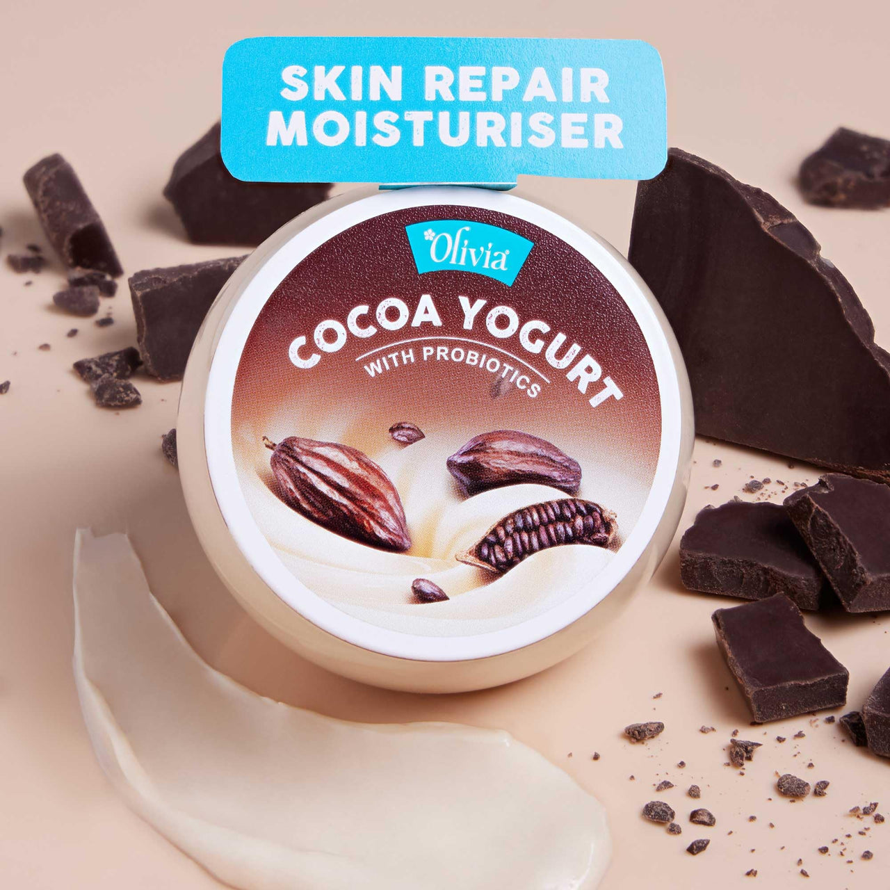 Olivia Skin Repair Moisturizer with Cocoa Yogurt & Probiotics | Hydrating Moisturizer for Dry Skin, Anti-Aging & Pigmentation | Body Lotion for Women & Men | All Skin Types | 200g