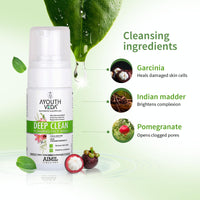 Ayouthveda Deep Clean Foaming Wash |Reduces Pigmentation, Combats Dark Spots| Refreshing Blend of Indian Madder, Garcinia & Pomegranate | Everyday Face Wash for Men & Women (Pack of 3;100ml each)