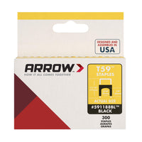 Arrow 591188BLSS Genuine T59 Stainless Steel 1/4-Inch Leg Length by 5/16-Inch Crown Width Insulated Staples for Cable and Wiring, Black, 300 Count