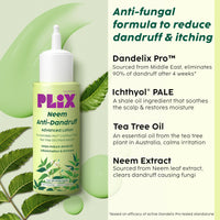 PLIX - THE PLANT FIX | Neem Anti-Dandruff Advanced Lotion | Reduce Dandruff, Itching & Irritation | With Dandelix Pro & Ichthyol PALE | Paraben & Sulphate Free | Unisex (60ml)