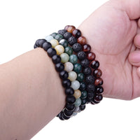 WRCXSTONE Natural 8mm Gorgeous Semi-Precious Gemstones Healing Crystal Stretch Beaded Bracelet Unisex 5 Pieces A Set (5 Colors)