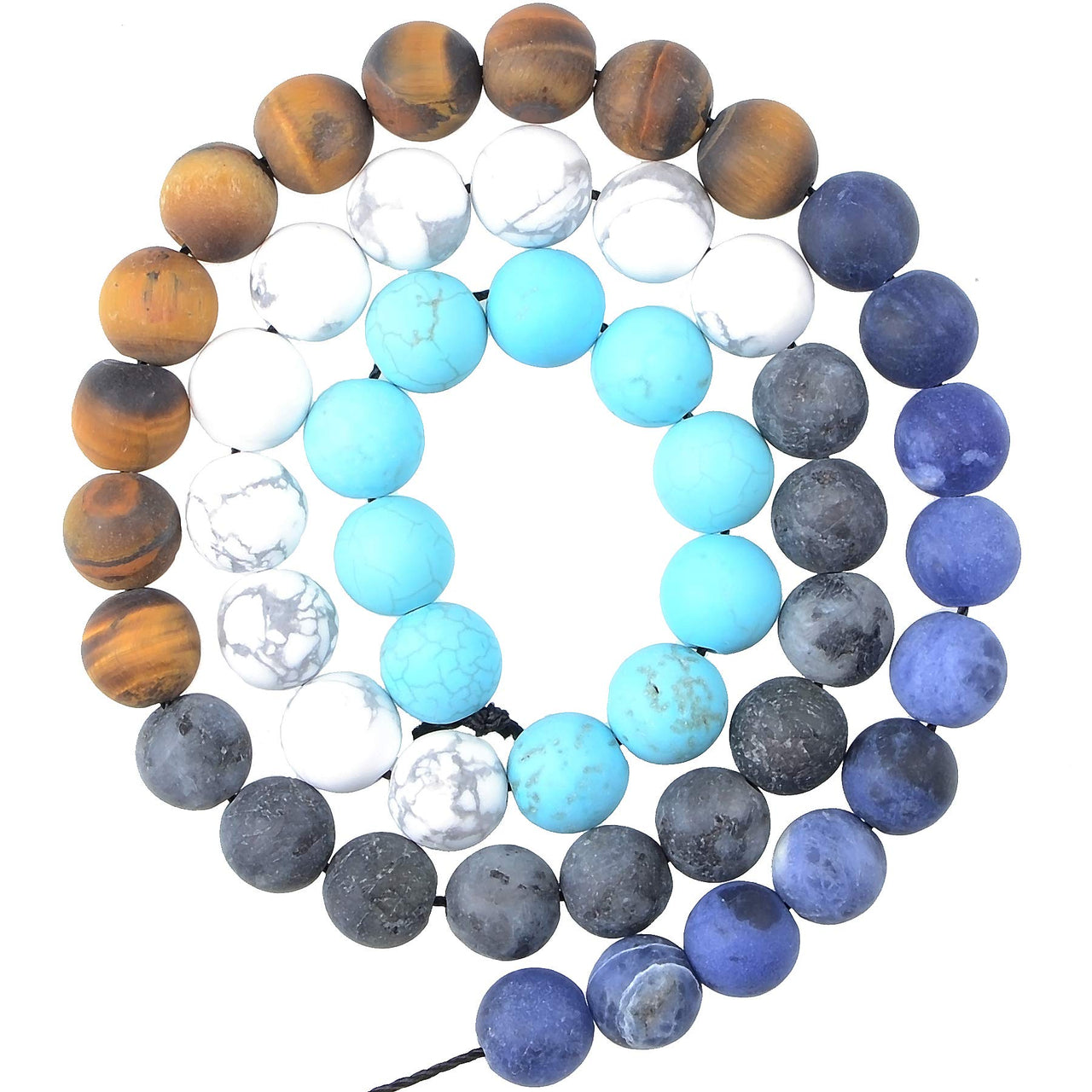 Massive Beads 80PCS 10MM Natural Crystal Beads Matte Mixed Stones Gemstone Round Loose Energy Healing Beads with Free Crystal Stretch Cord for Jewelry Making (Matte Mixed Stones, 10MM)
