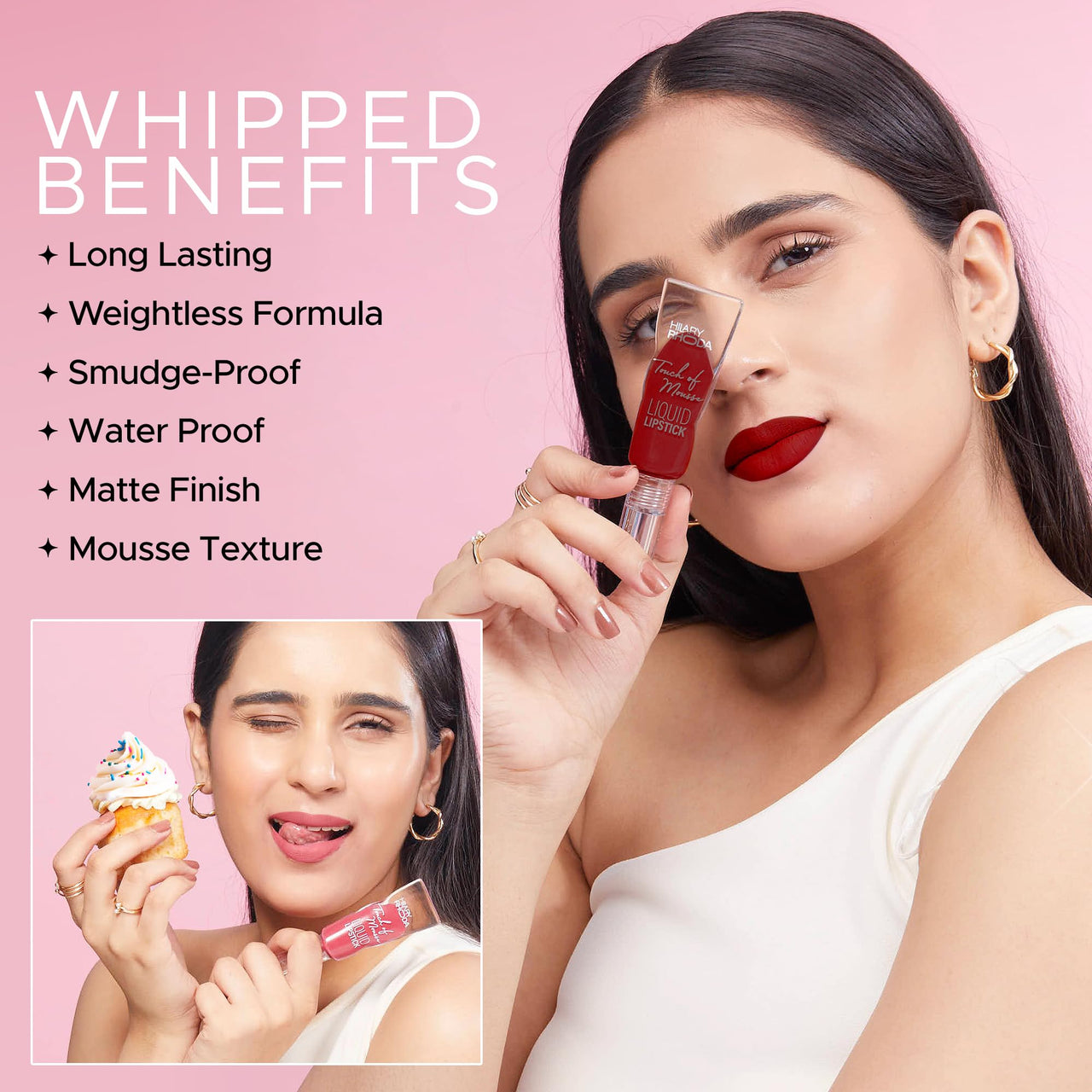 Hilary Rhoda Touch Of Mousse Lipstick | Matte Finish & Long Lasting | Infused with Vitamin E | Weightless & Liquid Lipstick with Mousse Finish | Smudge & Water Proof | Vegan - 5ml (Maroon Callin' - Shade 11)