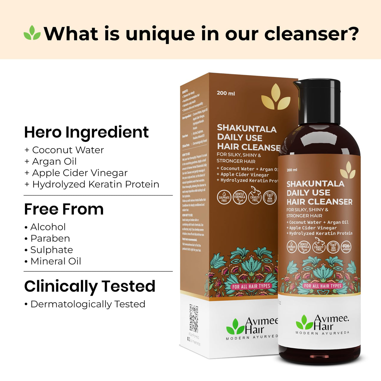 Avimee Herbal Hair Care Kit | For Hair Growth and Nourishment | Keshpallav Hair Oil, 100ml | Shakuntala Hair Cleanser, 200ml | Hairtone PV1 Scalp Spray, 100ml | Hair Care Combo
