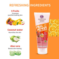 AYOUTHVEDA Fruit Power 100 Ml Face Wash Gel For Glowing Skin| Face Wash, Vitamin A, C & Anti-Oxidants | All Skin Types | Facial Cleanser For Daily Use (Pack 2; 100Ml Each)