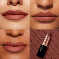 Pilgrim Matte Me Up Bullet Lipstick 4.2g | Creamy, Lightweight, Bold, Non Drying | SPF 30 | Enriched With Hyaluronic Acid & Spanish Squalane | Lipstick for dusky skin tone | Caramel Guilt-02