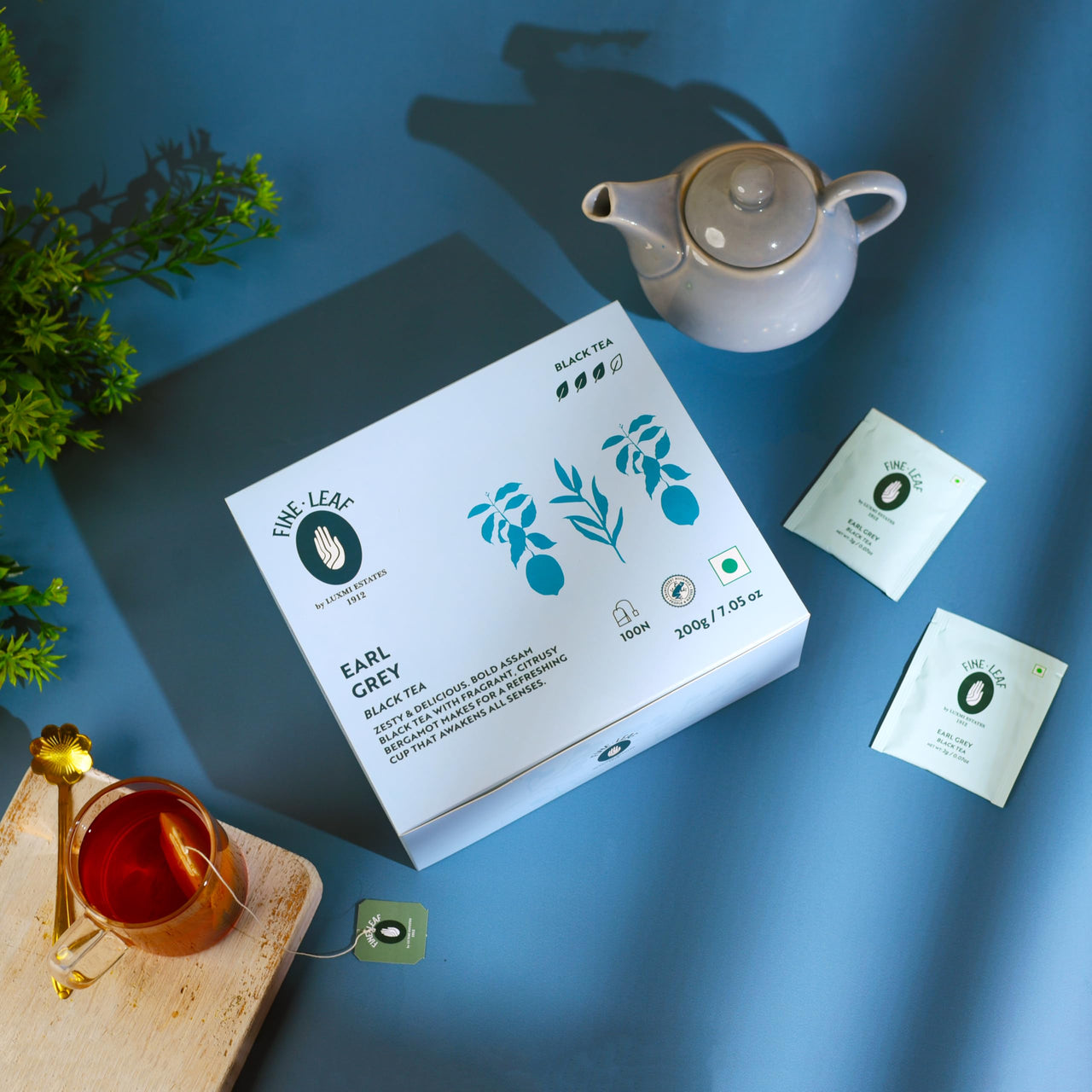 Luxmi Estates - Fine Leaf Earl Grey | Premium Assam Black Orthodox Tea With Natural Bergamot Flavour, Immunity Booster, Improves Metabolism & Antioxidants | 100 tea bags * 2g | 200g