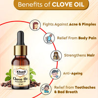 Khadi Omorose Clove Bud Essential Oil | Pure, Natural & Undiluted For Hair, Skin & Tooth (12 ML)