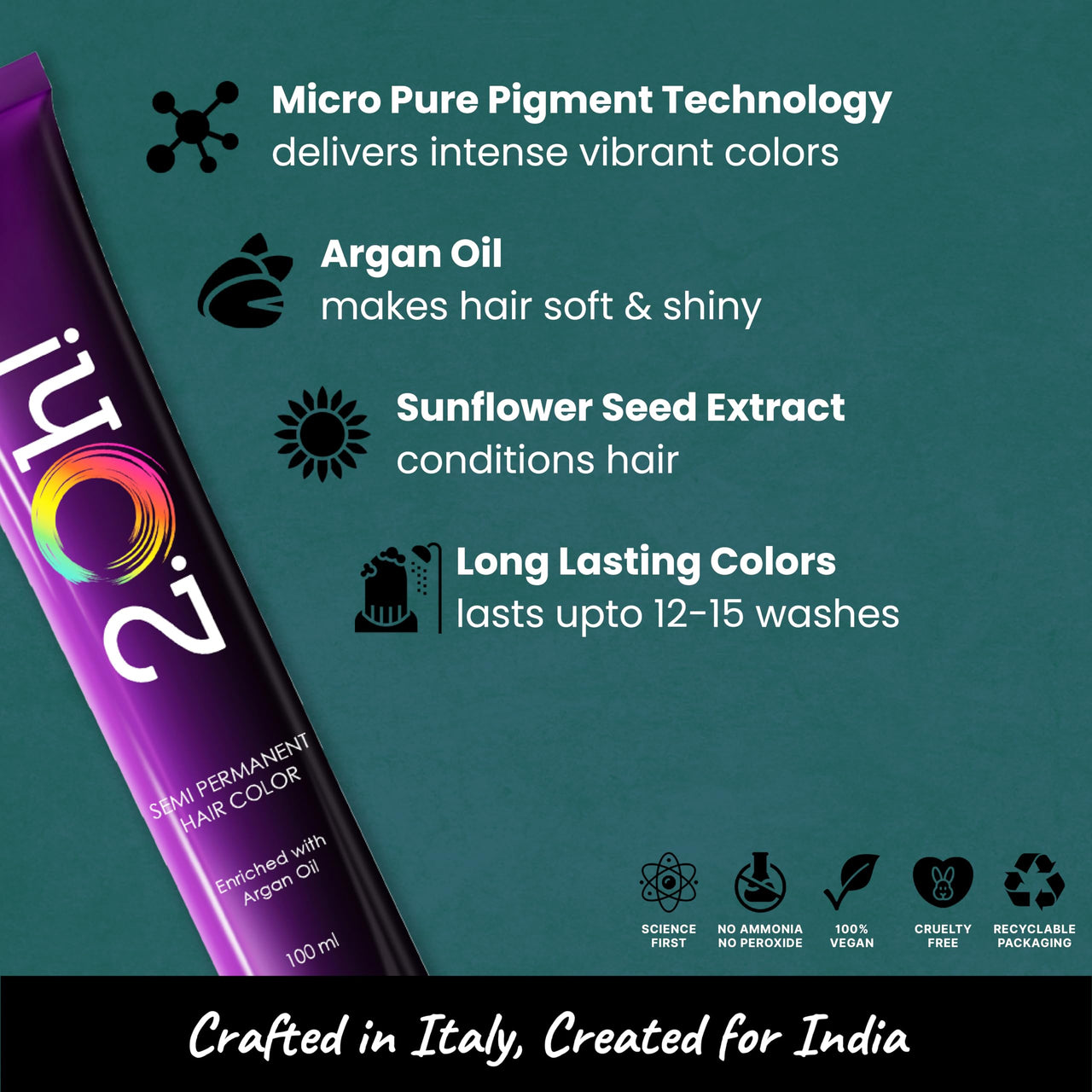 2.Oh! Italian- Aqua Marine Hair Color For Women & Men | Ammonia-Free DIY Semi Permanent Hair Color | Enriched with Argan Oil | Lasts upto 12-15 Washes | Pack of 2