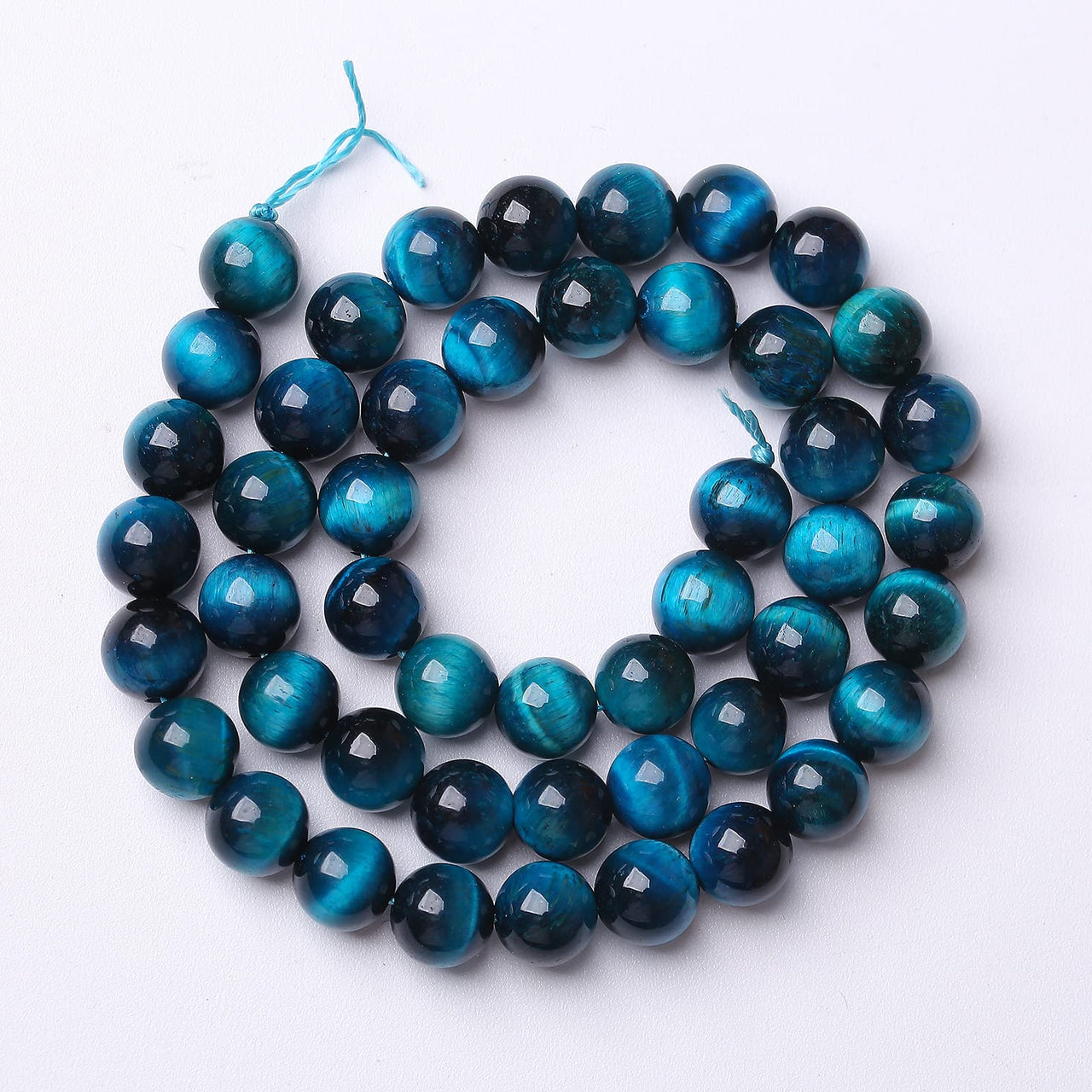 10mm 38pcs Blue Tiger Eye Gemstone Loose Beads Natural Round Crystal Energy Stone Healing Power for Jewelry Making 1 Strand 15" (Blue Tiger Eye, 10mm)