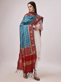 KAPAAHA Women's  Woven Silk Blend Patola Fulwadi Dupatta, Width 45 inch, Length 2.5 meter
