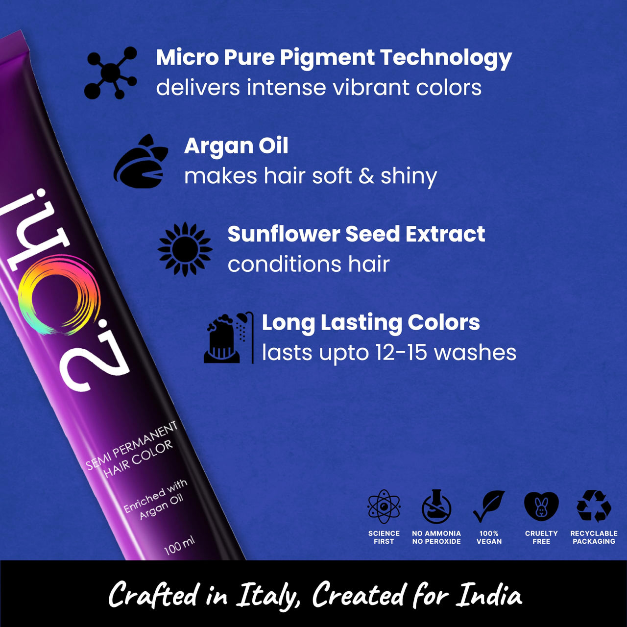 2.Oh! Italian- Blue Hair Color For Women & Men | Ammonia-Free DIY Semi Permanent Hair Color | Enriched with Argan Oil | Lasts upto 12-15 Washes