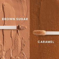 Koe Beauty Double Dip | Brown Sugar & Caramel | Warm Neutral Brown Matte Lipstick (2ml) Plus Rich Golden Glaze Buttery Finish Lip Topper (2ml) | Perfect Balance of Color & Shine