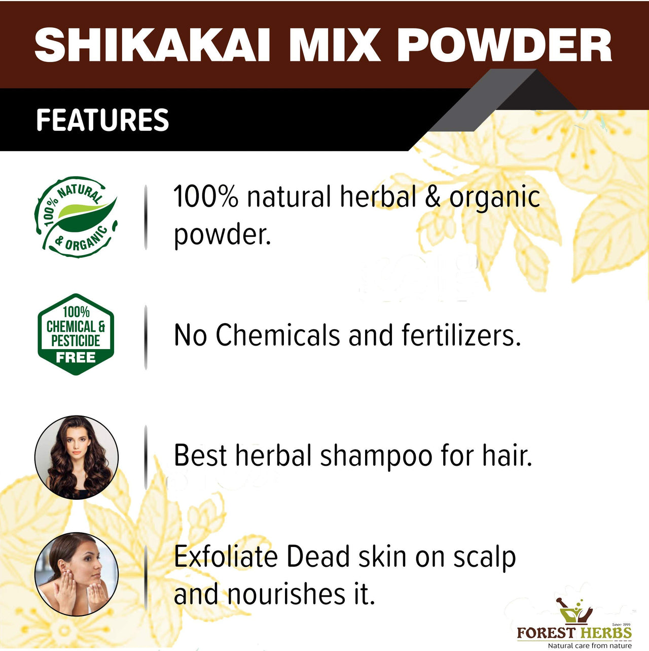 THE FOREST HERBS Natural care from nature Hair Shampoo 200G With Amla, Reetha, Shikakai, Bhringraj, Hibiscus, Neem & Methi For Hair Wash (Advanced Herbal Hair Growth Shampoo) 200G, Powder