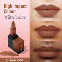 Swiss Beauty Hd Matte Pigmented Smudge Proof Lipstick | Creamy Matte Long Stay Lipstick | Cookie Crunch, 3.4g