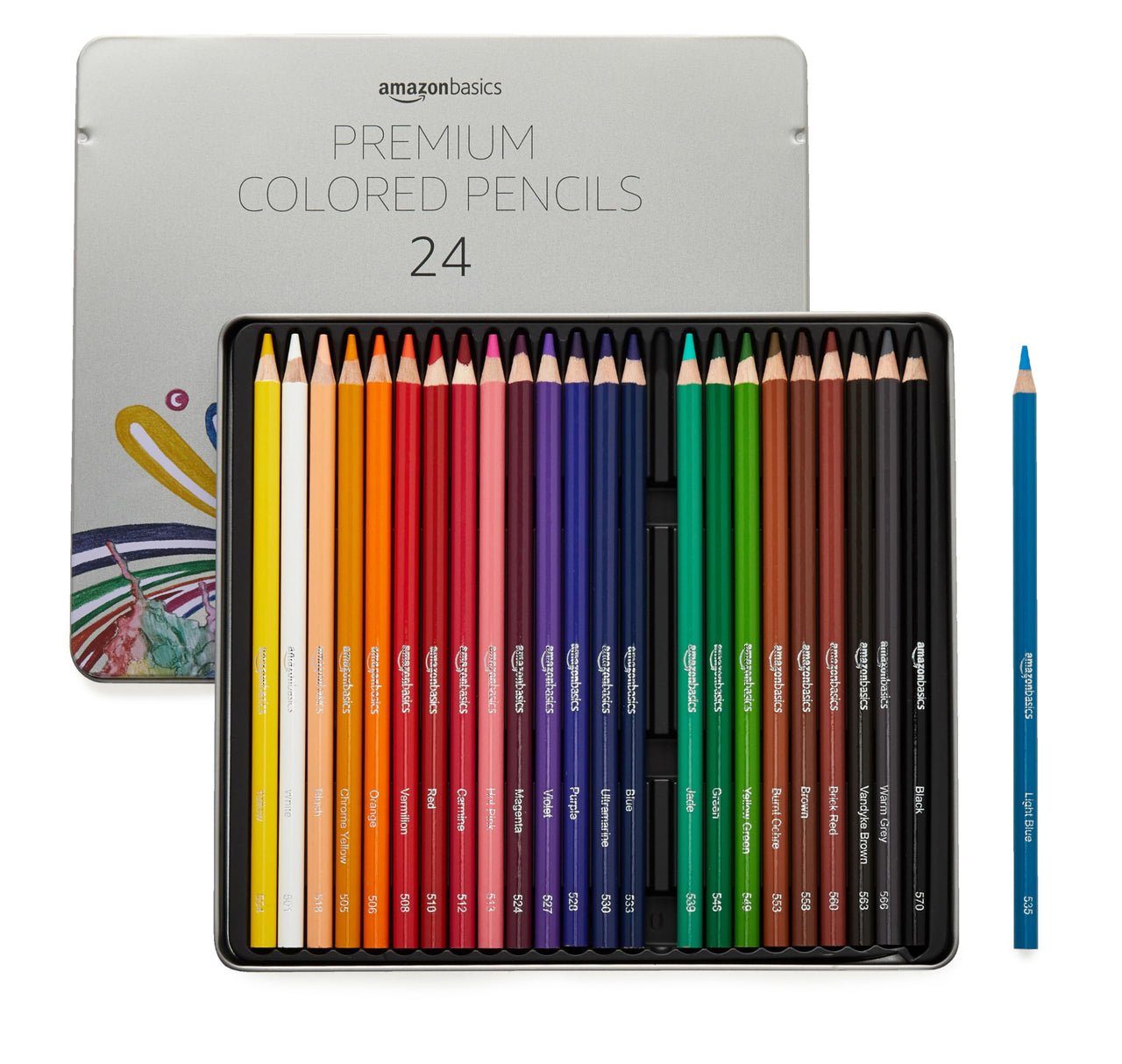 Basics Premium Colored Pencils, Soft Core, 24 Count, Pack of 1, Multicolor 24 Count (Pack of 1)