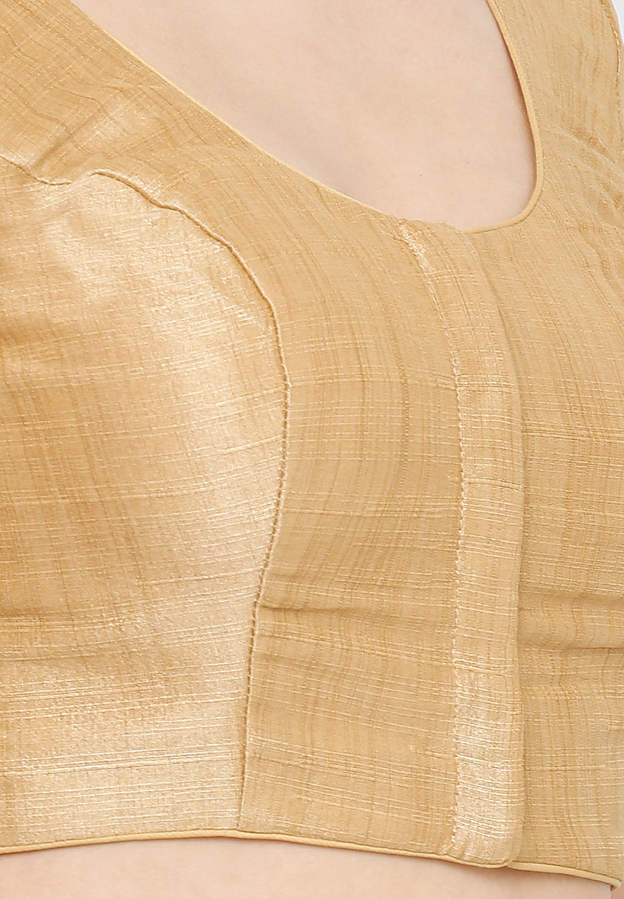 S SALWAR STUDIO Women's  Gold Mulbury Silk Readymade Saree Blouse