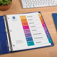 Avery 8 Tab Dividers for 3 Ring Binders, Customizable Table of Contents, Multicolor Tabs, 6 Sets (11186)