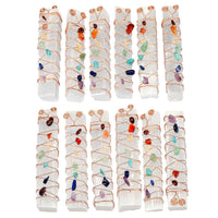 mookaitedecor Healing Crystals Set,7 Chakra Palm Stones & Crystal Selenite Wand Wire Wrapped Tumbled Chip Stone Kits for Reiki,Balancing 7 Chakra Palm Stones+3.1