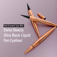 Swiss Beauty Ultra Black Liquid Pen Eyeliner Shimmery Finish Waterproof And Smudge Proof Eye Makeup, 0.8Ml